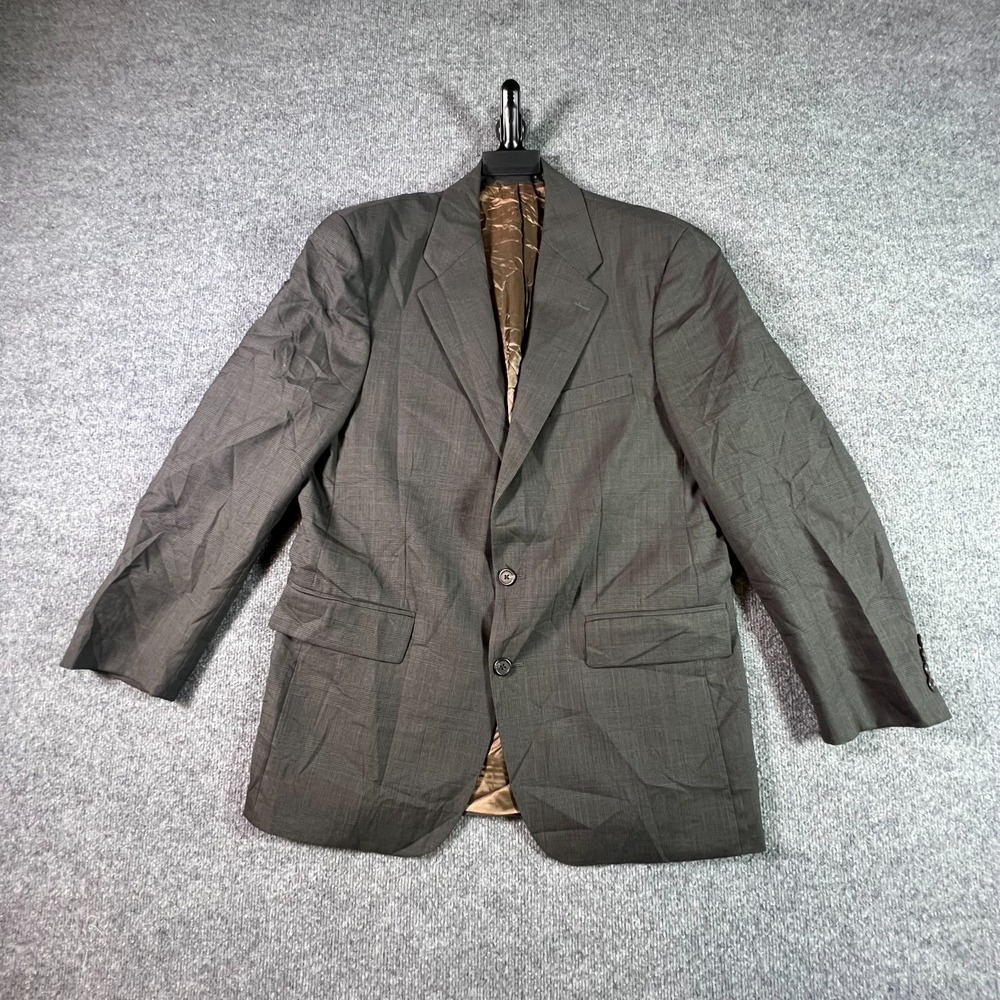 Chaps Ralph Lauren Blazer Mens 41R Gray Plaid 100% Wool Two-Button Suit Jacket